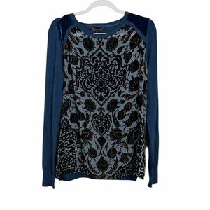 Hale Bob Sheer Velvet Burnout Sweater Size Large